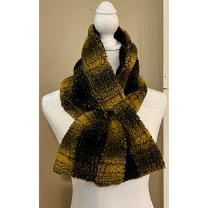 NWT - Adrienne Landau Yellow/Black Check Pull Scarf / One Size